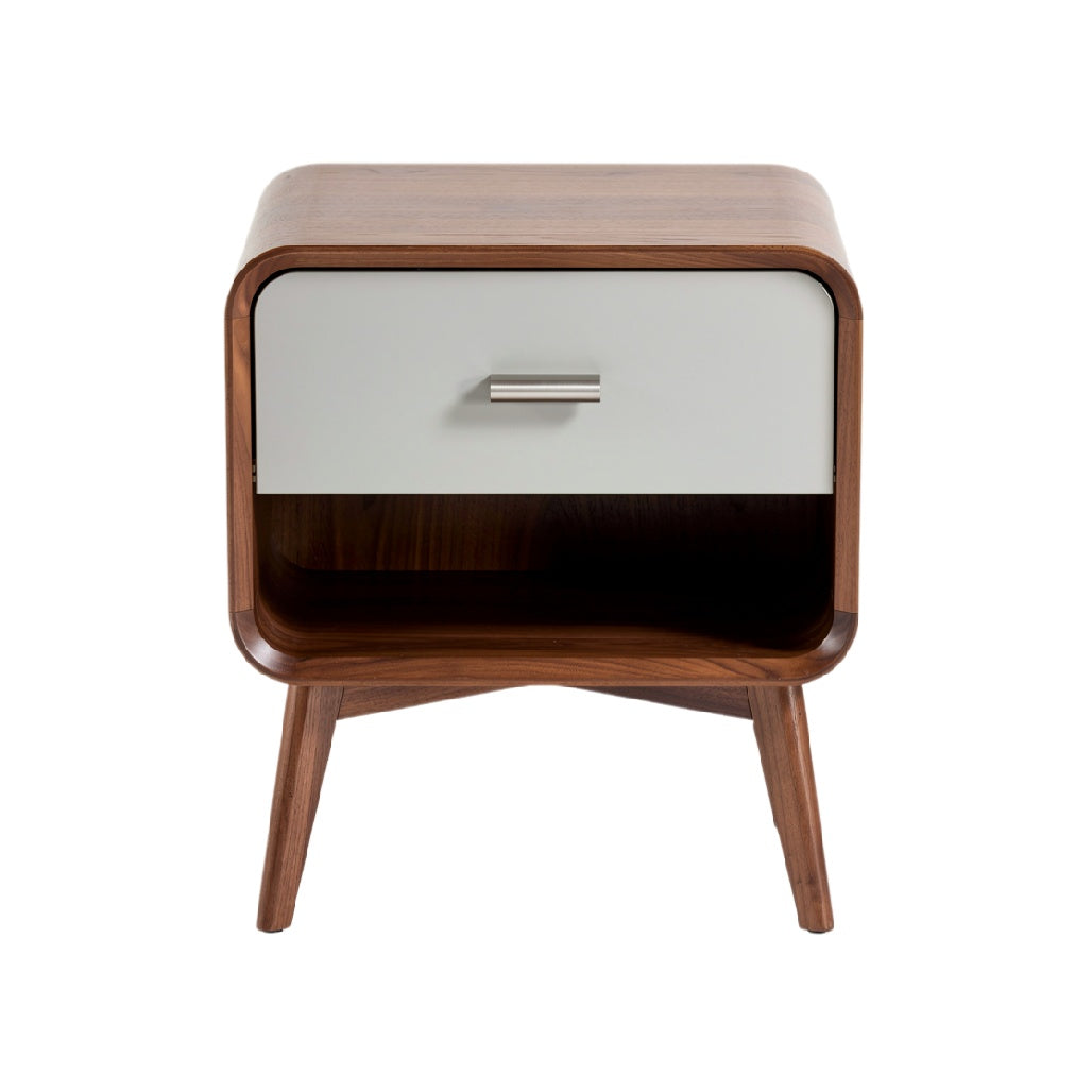 Modern Wooden Nightstand with Drawer and Open Shelf