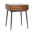 Modern Wooden Nightstand with Drawer and Steel Legs